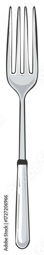 Hand drawn illustration of a dinner fork in a simple cartoon sketch style