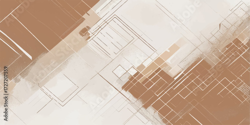 Abstract blueprint illustration for an architectural project or construction design with white lines on a dark background