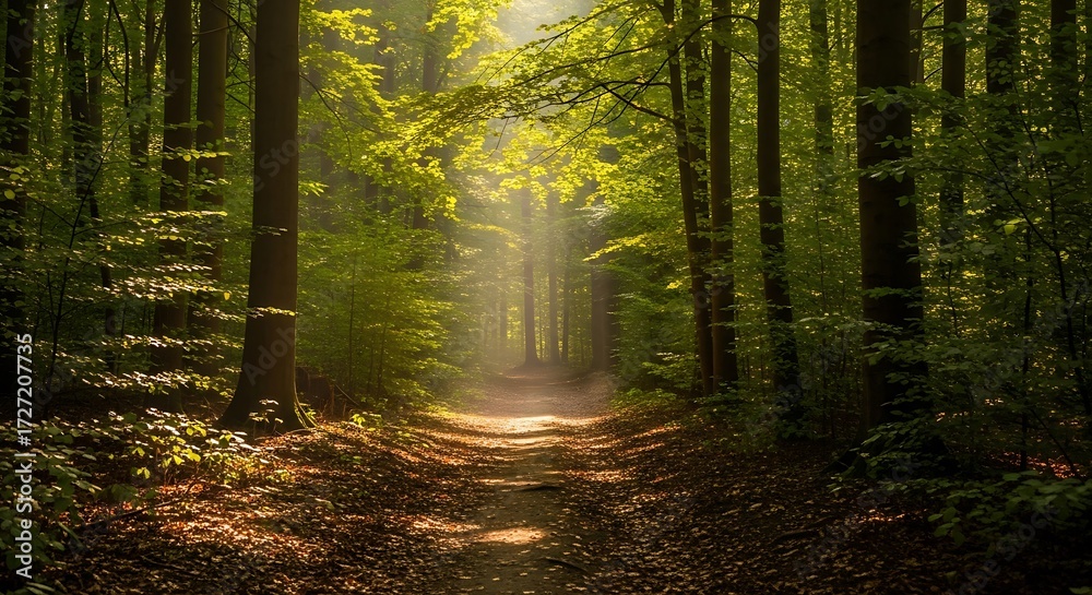 Naklejka premium Forest Path Sunbeams. (3)