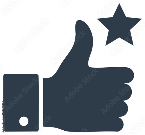 Thumbs Up Gesture with Star Icon for Positive Feedback and Approval