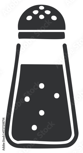 Salt shaker with filling, minimalist vector icon, seasoning container.