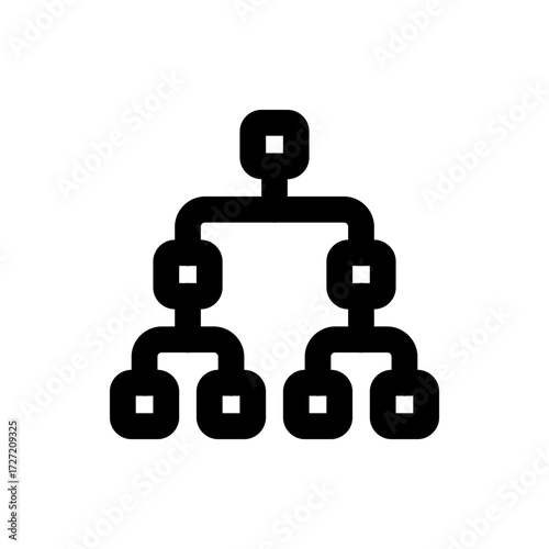 A simple black and white icon representing a hierarchical structure or organizational chart diagram design element