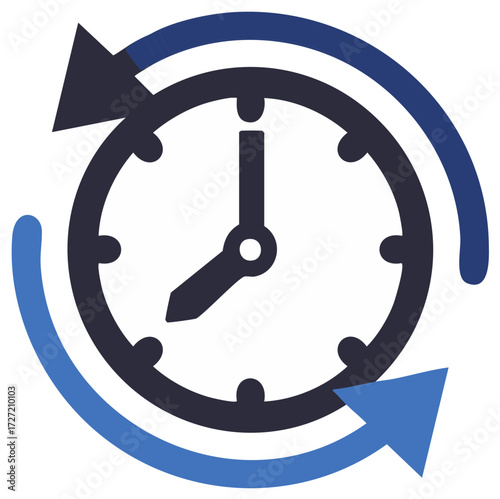 Clock with Rotating Arrows Symbolizing Time Management and Scheduling