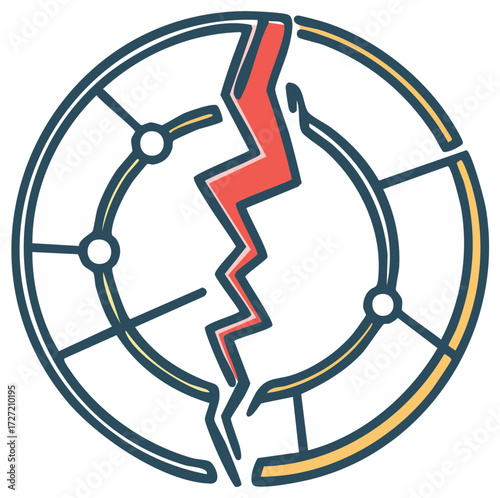Global network disruption and communication breakdown concept illustration