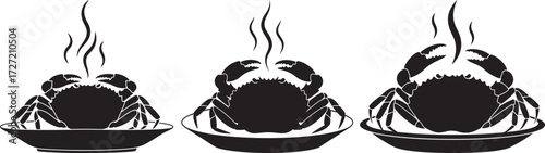 Three birds in bowls with steam rising silhouette