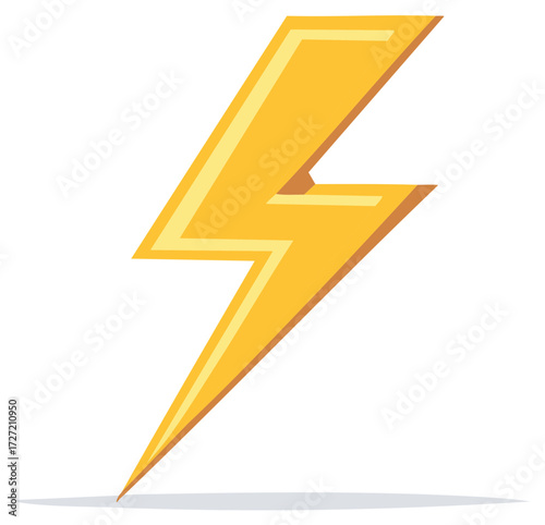 Stylized yellow lightning bolt vector illustration symbolizing power, energy, and electricity
