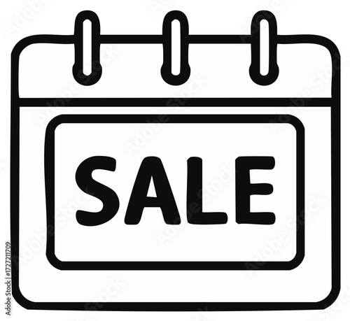 Promotional sales event reminder depicted by a minimalistic calendar icon showcasing a special offer date.
