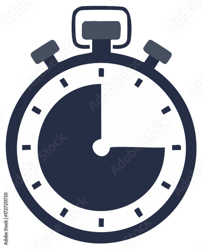 Retro Stopwatch Graphic with Dark Blue Face Indicating Time Passing