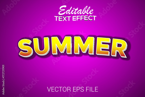 Editable text effect Summer 3d style vector. Summer text effect Typography Design.