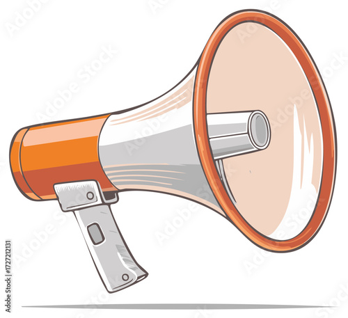 Orange and White Cartoon Megaphone Loudspeaker Communication Tool Illustration