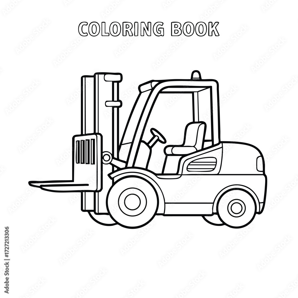 Naklejka premium A detailed outline of a forklift designed for a coloring book, showcasing its unique features and design.