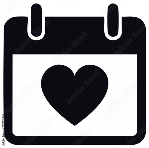 Calendar icon with a heart symbol for a special love date anniversary or wedding day