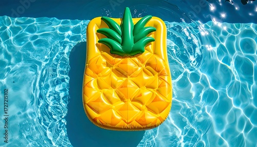 Inflatable pineapple float in a swimming pool