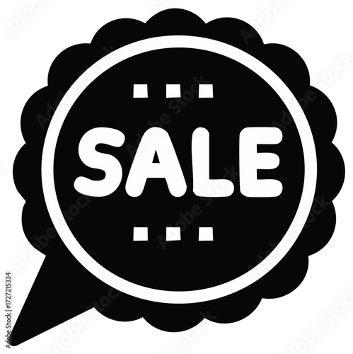 Promotional Sale Badge with a Message Bubble Tail, Offering Discount
