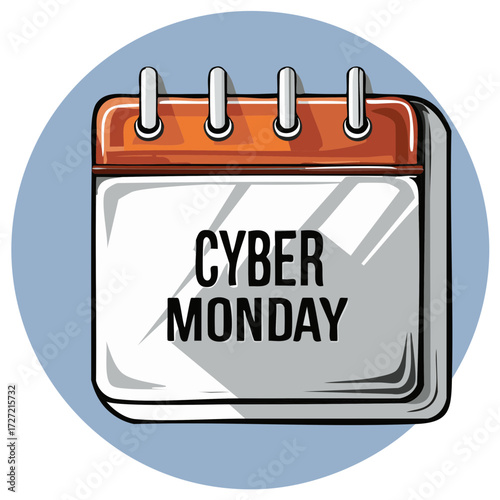 Cyber Monday calendar icon illustration for online shopping sales event