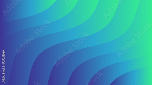 Abstract modern background featuring smooth wavy lines in a gradient blend of blue and green tones. Motion and depth with soft curved waves flowing composition. futuristic and dynamic feel tech