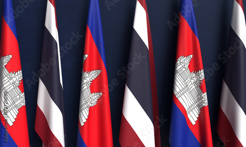 cambodia vs thailand flag khmer vs siam international border war military soldier conflict asean country cambodia thailand map khmer pagoda government politic crisis thailand cambodia flag national