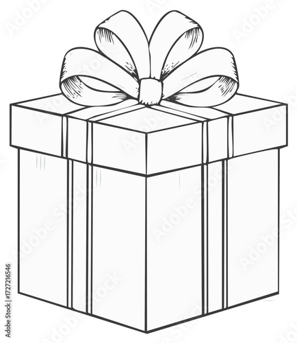 Gift box illustration with a bow sketch style for festive celebration
