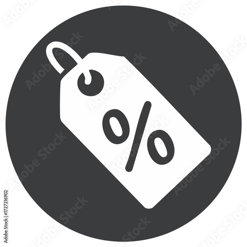 Simple price tag icon with percentage symbol for discount sales and promotions