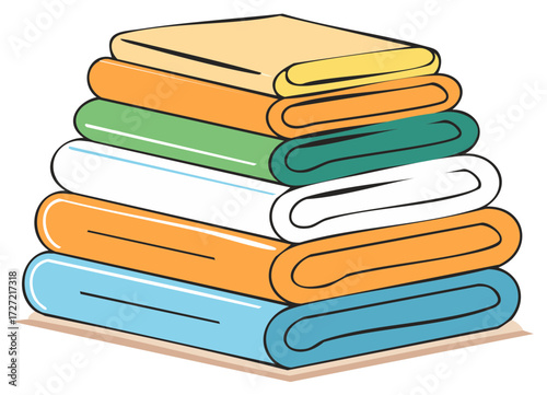 Stacked Towels Folded Cloth Linens Colorful Illustration