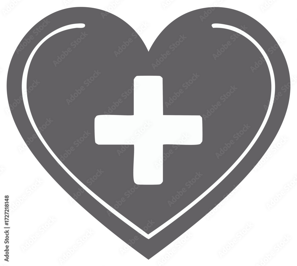 Obraz premium Heart symbol with medical cross for health, wellness, and medical care concept