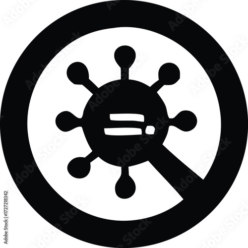 Icon symbol representing the fight against viruses and diseases indicating protection and prevention measures for public health safety and awareness