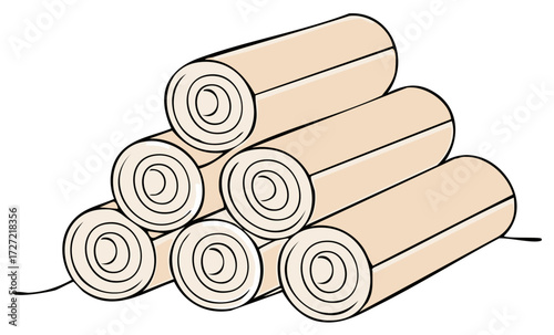 Stacked Rolls of Tan Material Illustration Pile of Rolled Up Articles