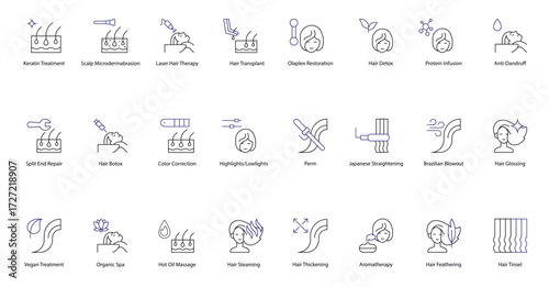 Hair Care and Styling Icon Set: A Complete Collection of vector icons