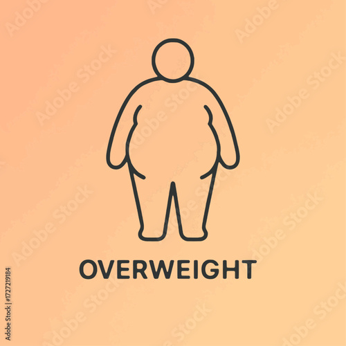 Overweight BMI icon — neutral, minimal vector card for weight-management and healthy lifestyle communication