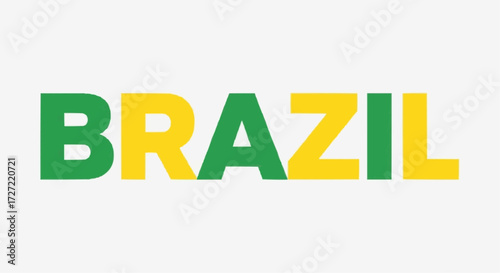 Vibrant Brazil text art in national colors, perfect for tourism campaigns, cultural events, or celebrating Brazilian heritage and pride, a bold statement of identity and patriotism