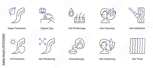 Natural and Protective Hair Treatment Icons