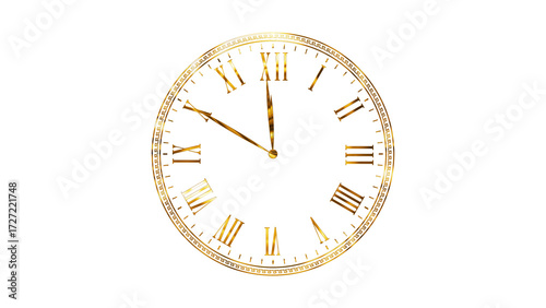 Tableau sur toile gold clock new year countdown on transparent background,png winter holiday and c