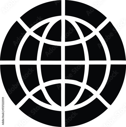 Modern global network icon symbol representing connectivity and worldwide business opportunities