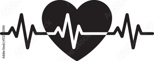 Clean silhouette heartbeat pulse icon graphic