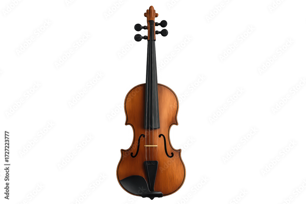 Fototapeta premium Wooden classical violin and string instrument on transparent background