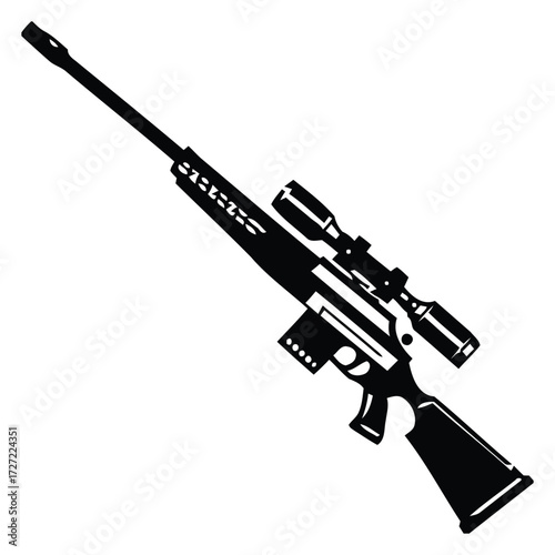 Assault rifle, Gun vector illustration silhouette