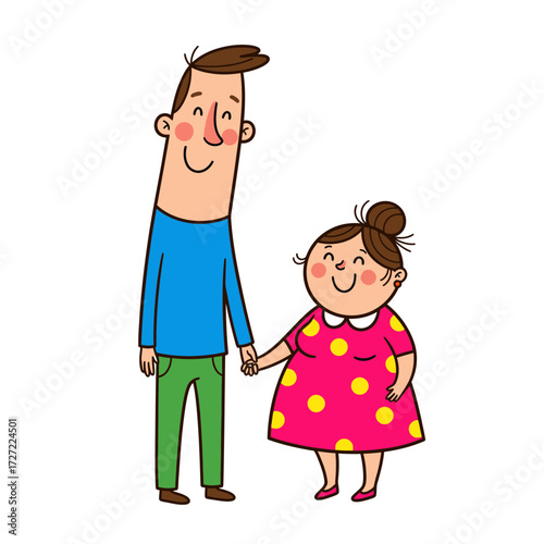 Cartoon Couple Holding Hands Happy and Loving