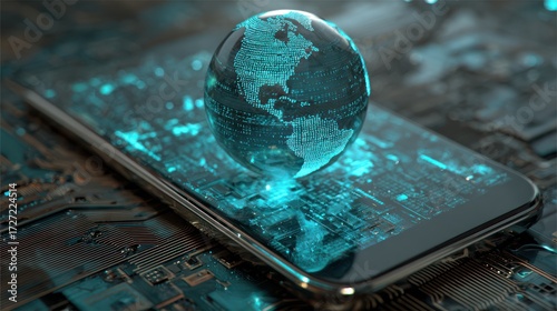 Digital globe on smartphone