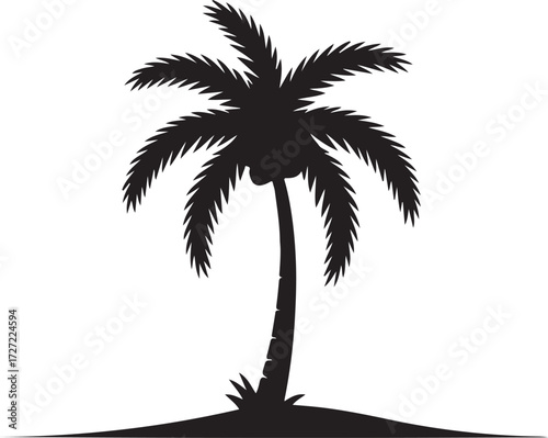 Simple silhouette icon of a tropical palm tree