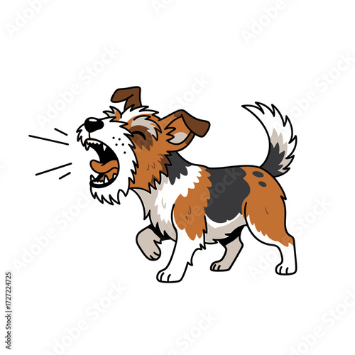 Cartoon Jack Russell Terrier Barking with Excitement