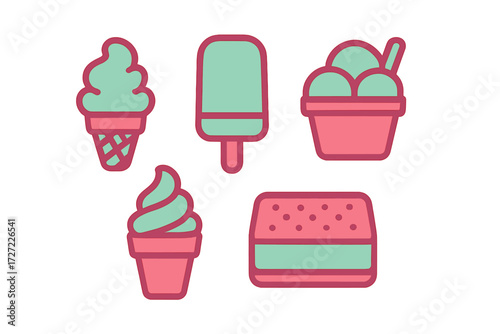 Delicious assortment of various frozen desserts including ice cream cones, popsicles, and ice cream sandwiches