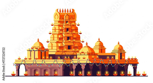 Indian Hindu Temple Vector Illustration

