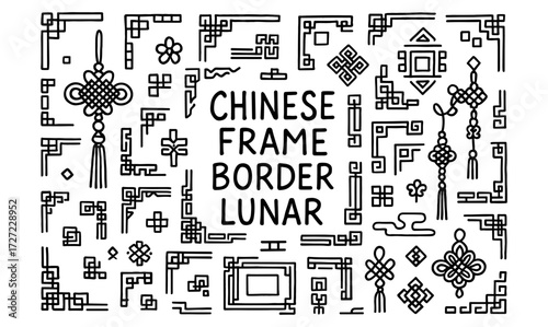 Traditional chinese frame and border designs for lunar celebrations