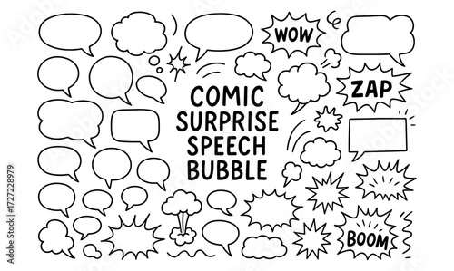 Comic style speech and thought bubbles: creative dialogue in black and white