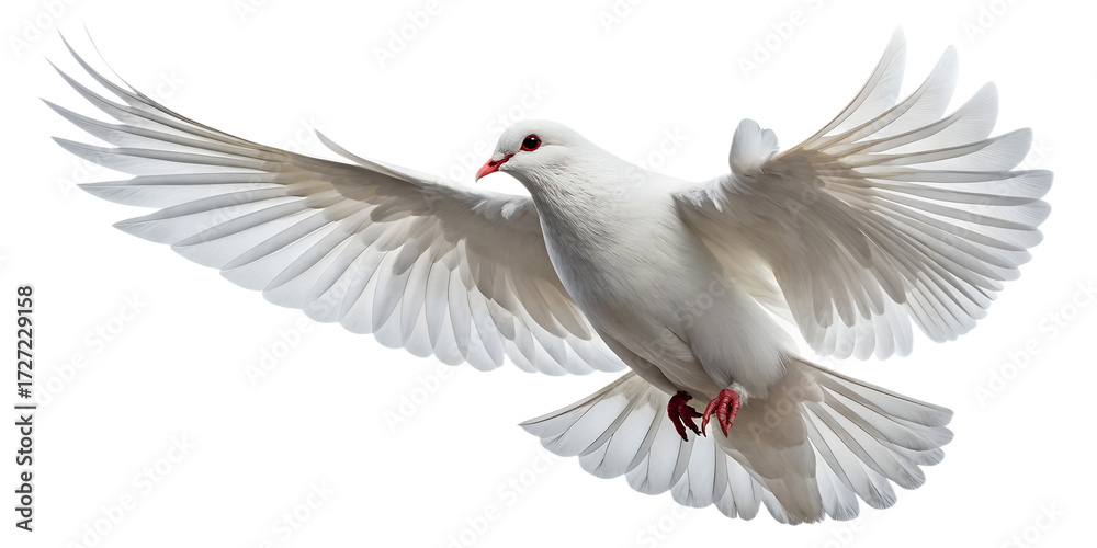 Obraz premium Dove PNG – Realistic Flying White Dove on Transparent Background
