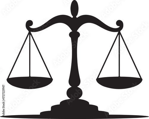 Clean silhouette icon of a justice balance scale