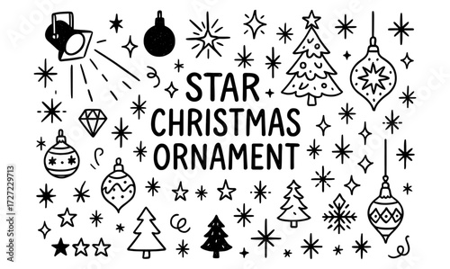 Festive holiday ornaments and icons in hand drawn style for christmas celebrations