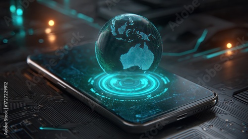 Wallpaper Mural Holographic earth on smartphone Torontodigital.ca