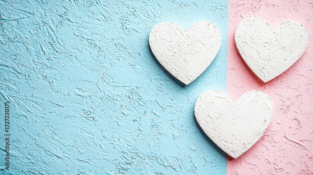 Obraz premium Simple pink and white 3D heart illustration, minimalist Valentine's Day vector design, clean background 