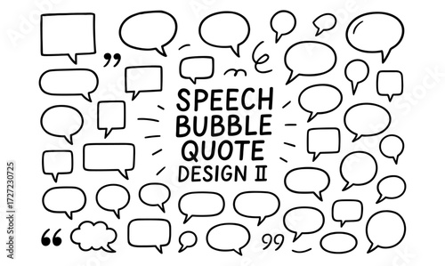 Speech bubble quote collection with hand-drawn design elements